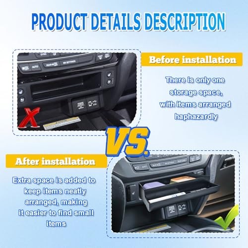 Console Drawer Tray Compatible with Honda Pilot 2016-2022/ Ridgeline 2017