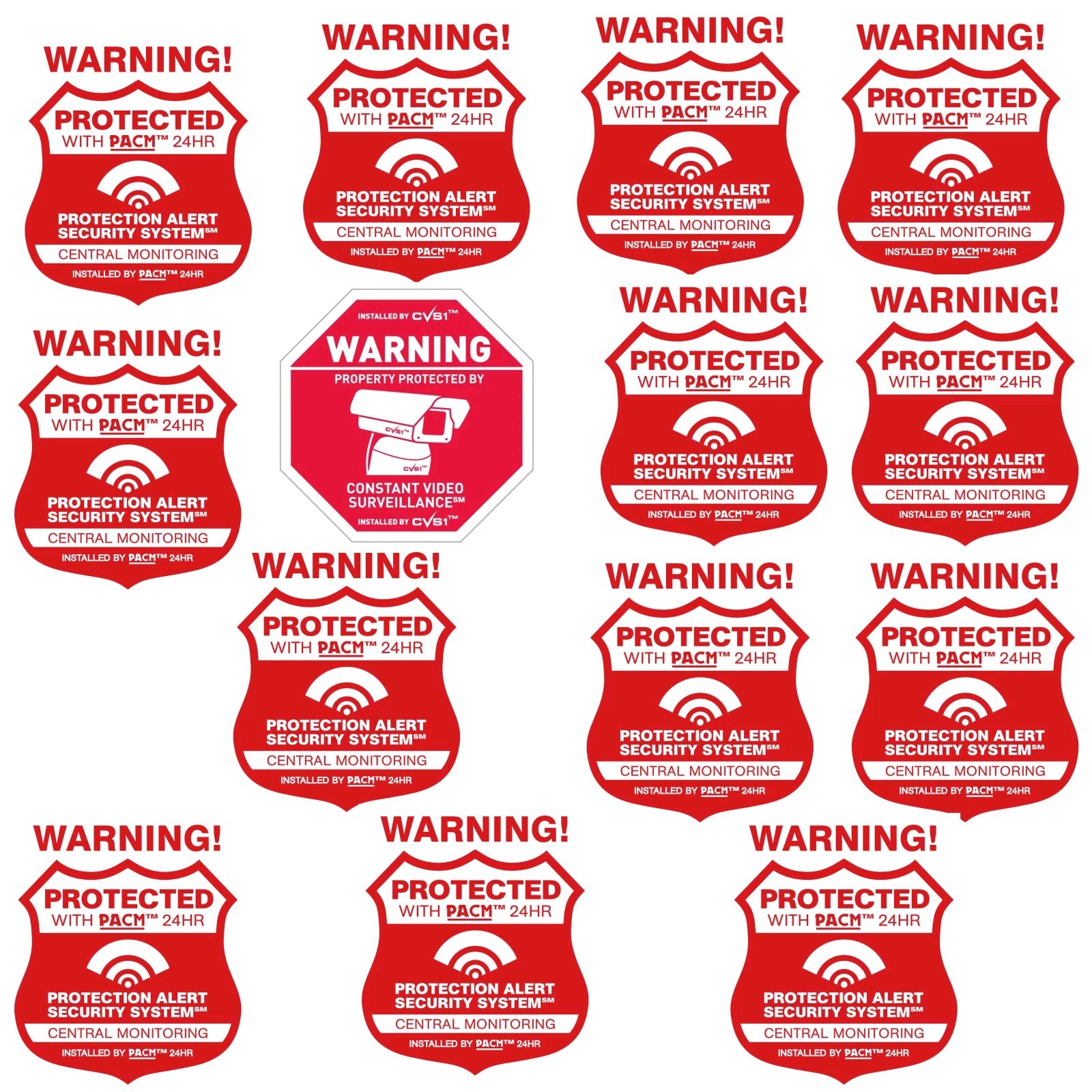 Security Alarm Decals & Security Camera Decal Set Weatherproof UV Coated