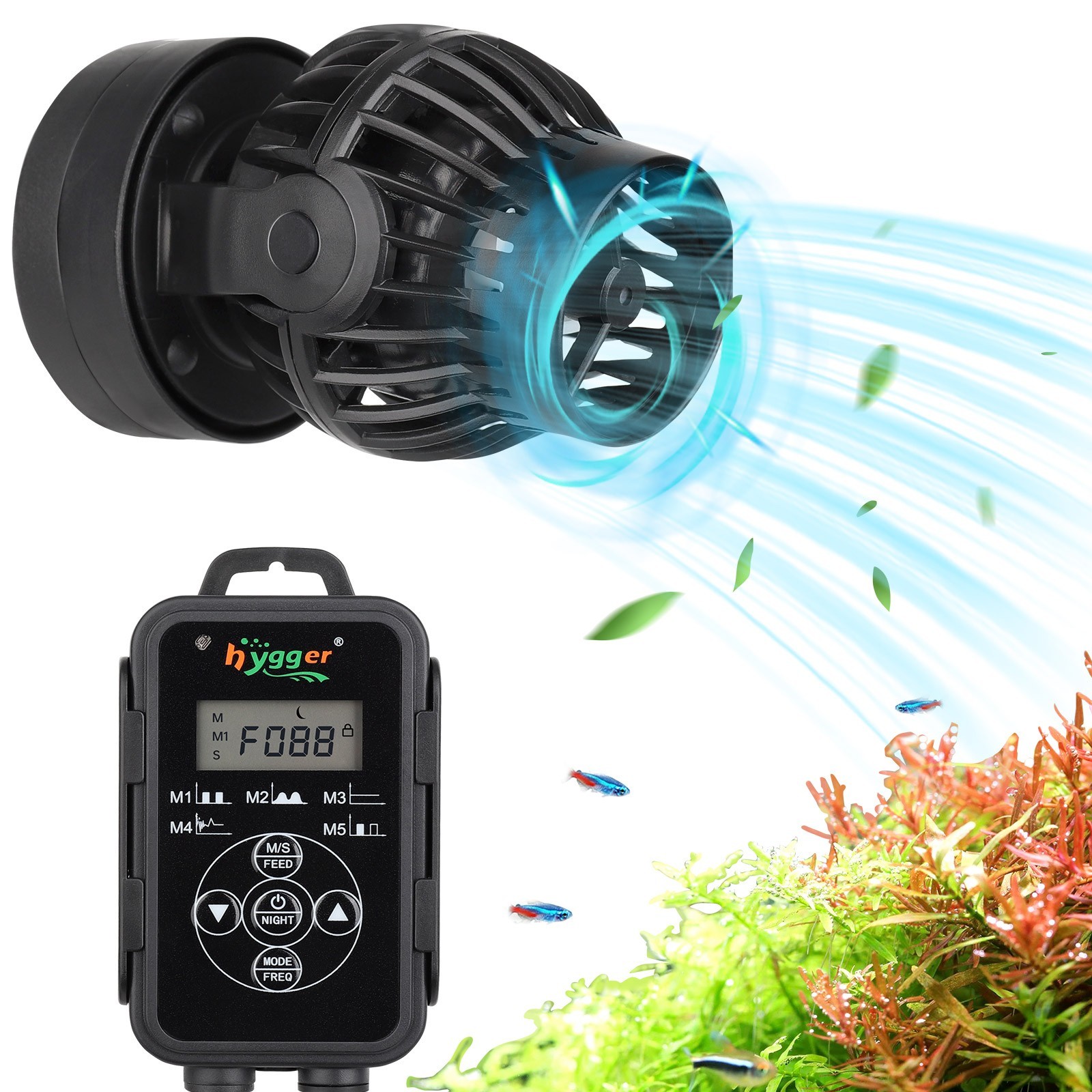 hygger 2200GPH Wave Maker for 30-150 gallon with Controller & 5 Adjustable Flow