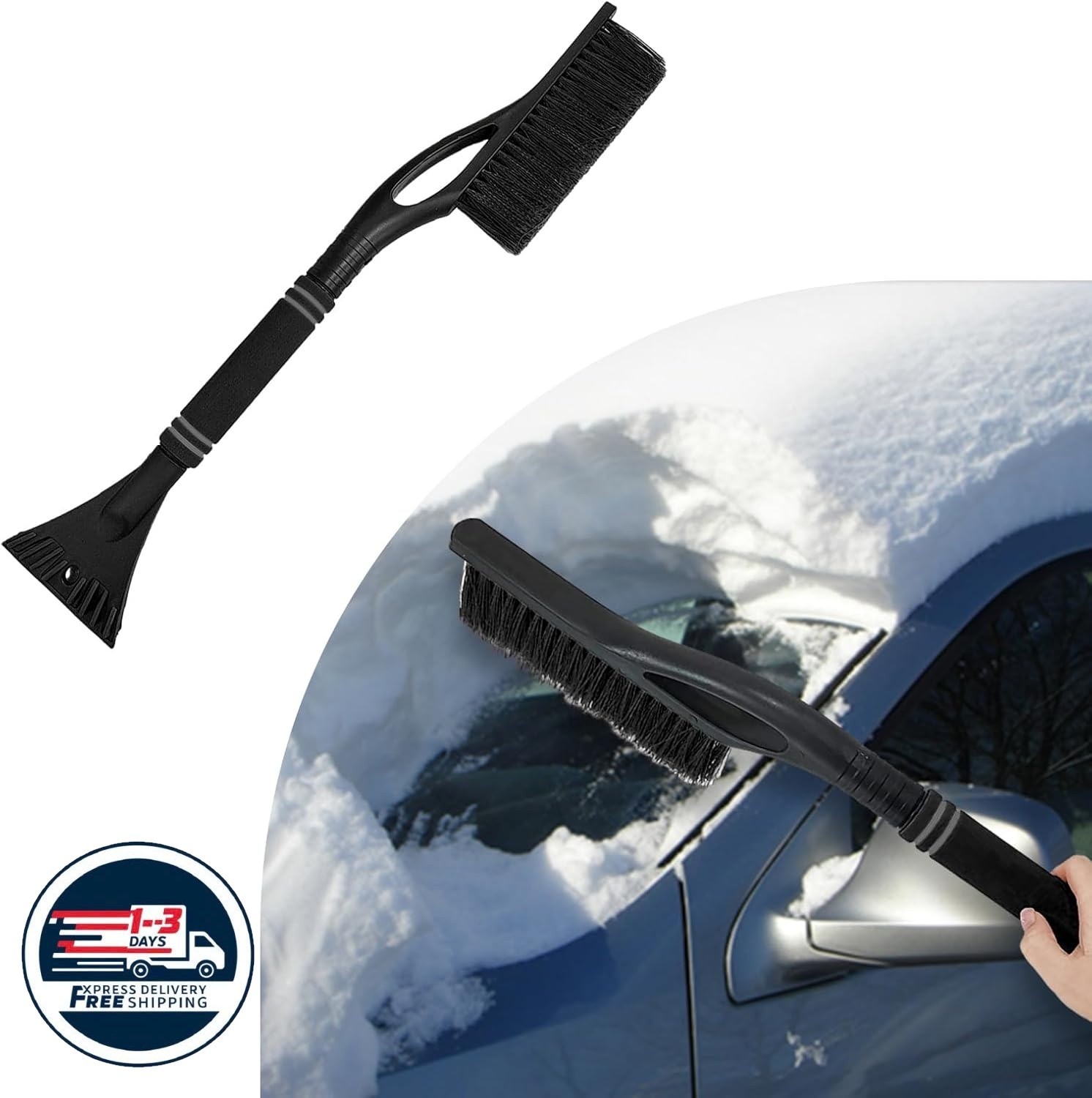 Raspador y cepillo para nieve de coche de 24 pulgadas, rascador de hielo
