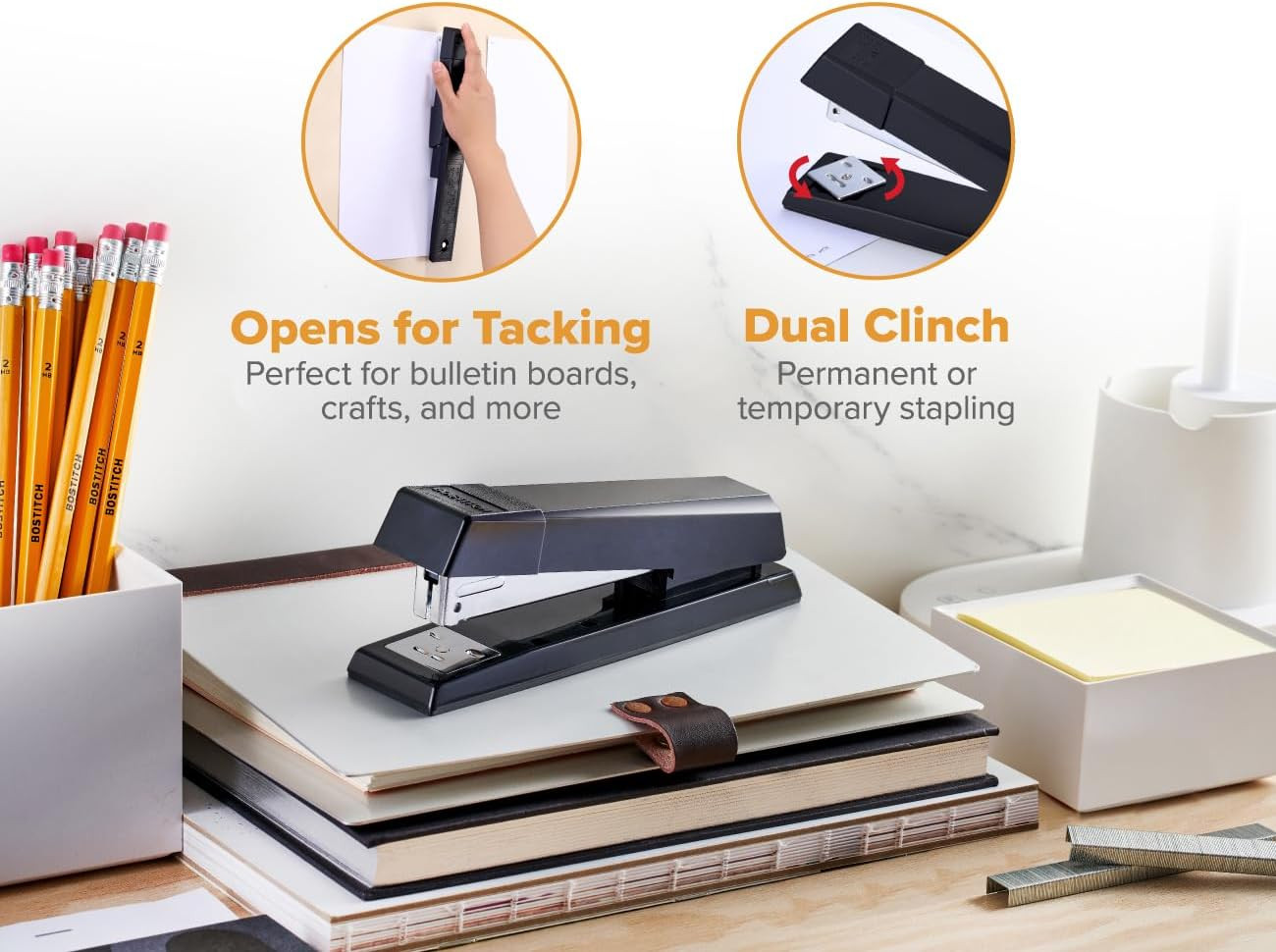 Bostitch Office Stapler, No-Jam Premium for Desktop, Includes 1,250 Staples