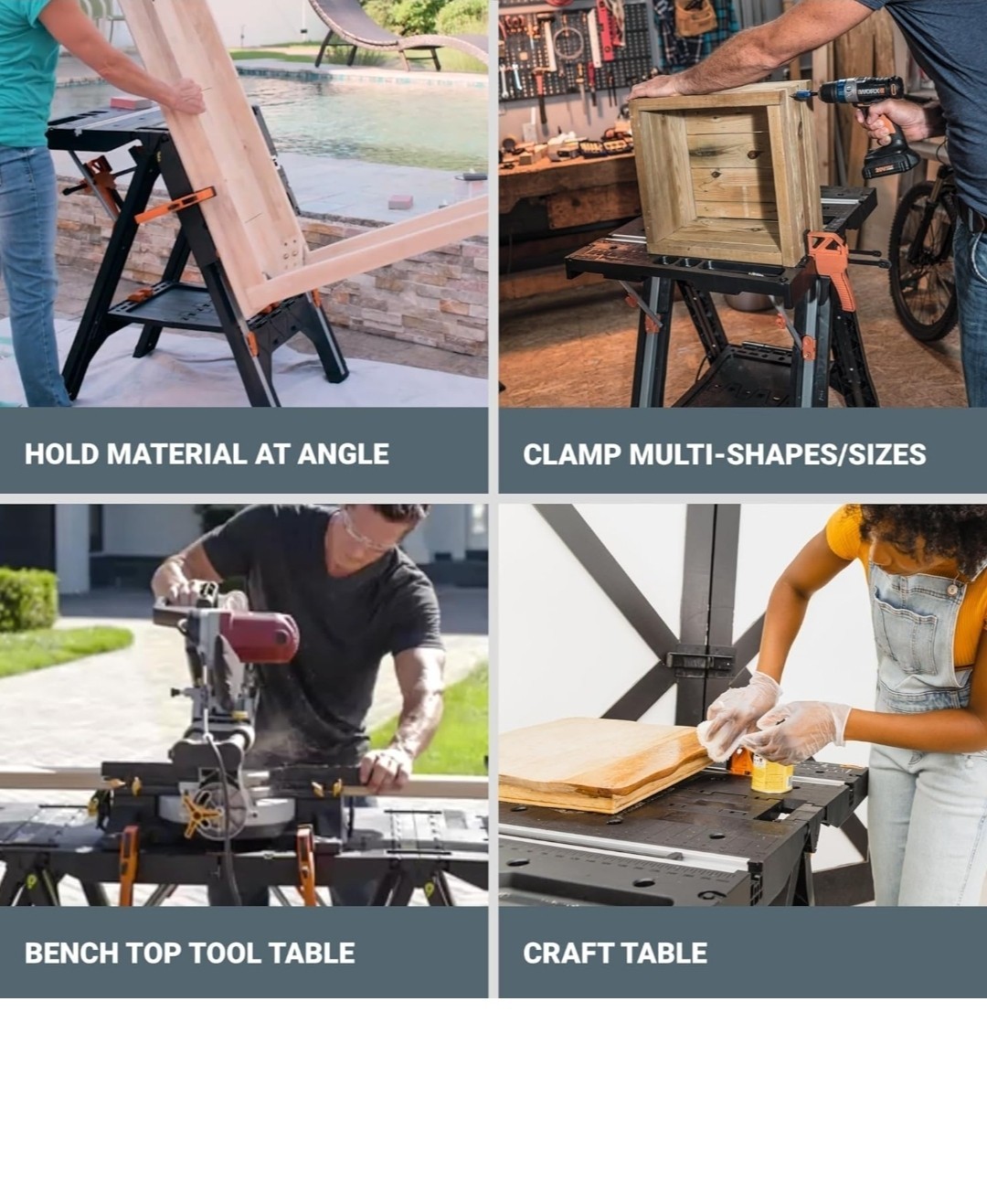 Pegasus 2-in-1 Folding Work Table & Sawhorse, Easy Setup Portable Workbench, 31"