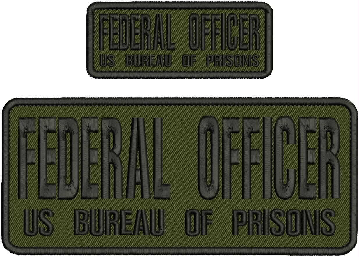 FEDERAL OFFICER US BUREAU OF PRISONS embroidery patches 4x10  2x5 hook on back