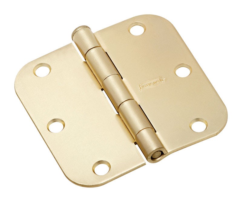 National Hardware N830-224 Satin Brass 5/8 in. Round Corner Door Hinge 3.5 in.