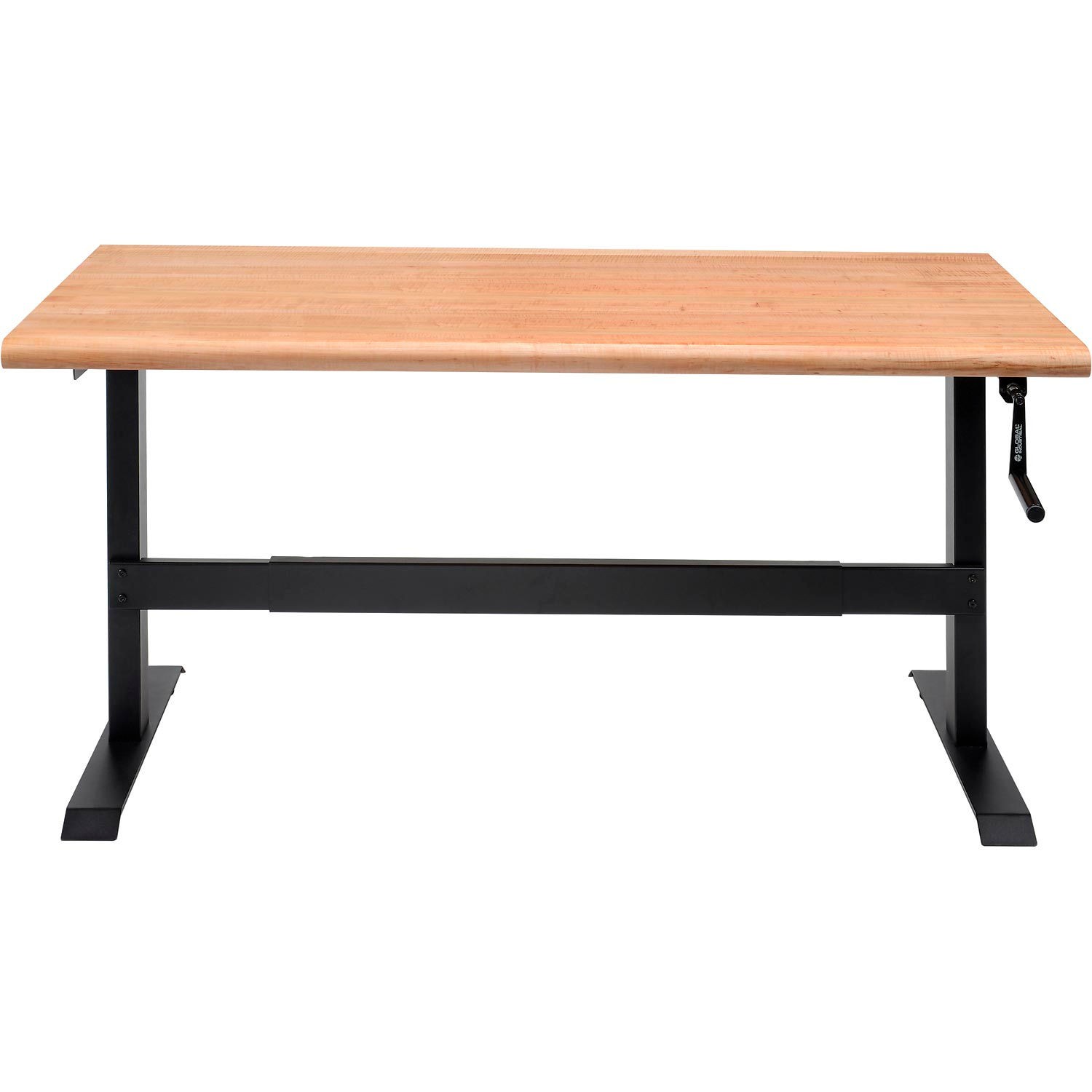 Global Industrial Hand-Crank Adjustable Height Workbench Maple Safety Edge 60"W