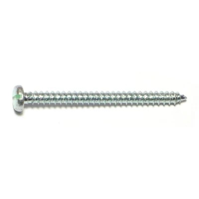 #8 x 2" Zinc Plated Steel Slotted Pan Head Sheet Metal Screws (30 pcs.)