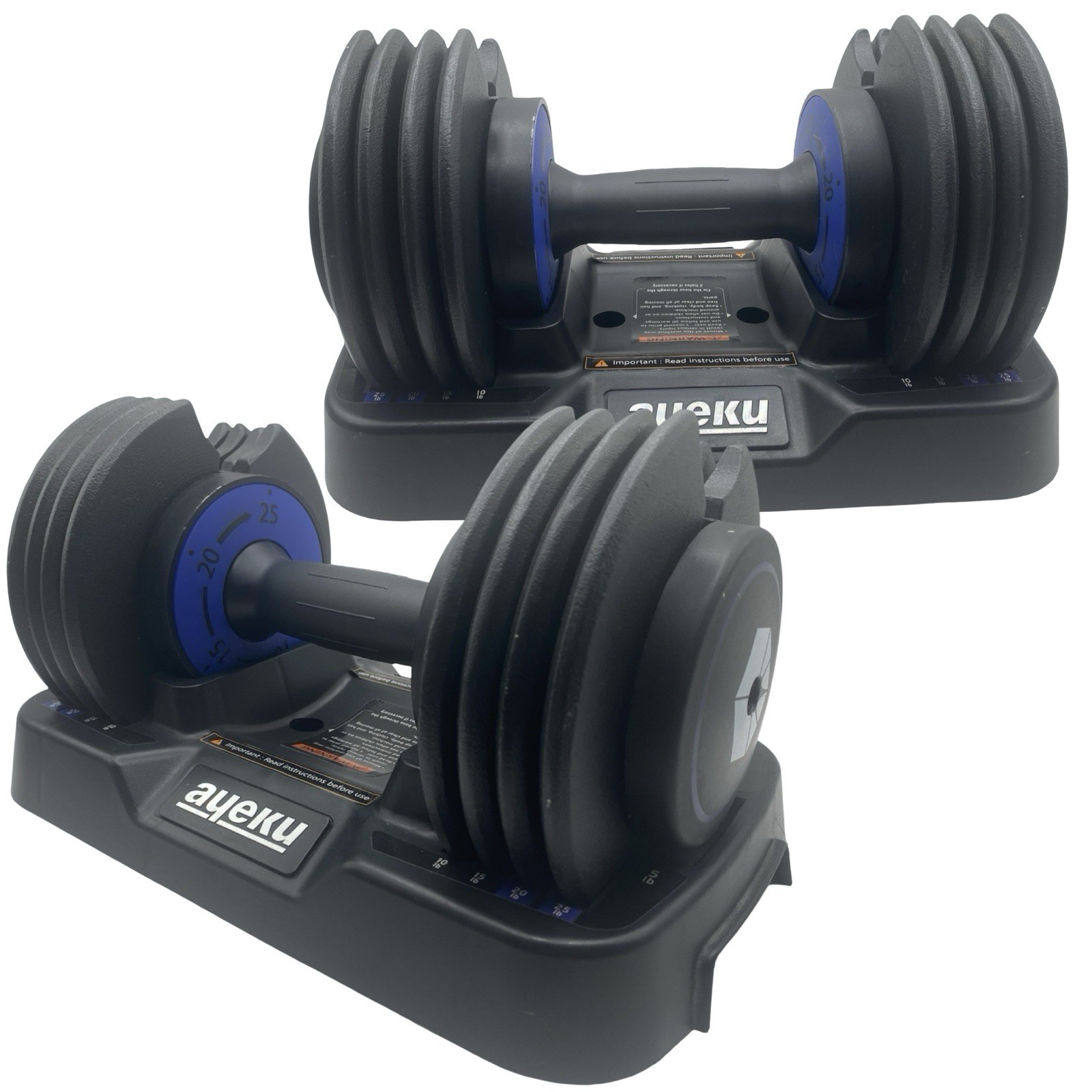 AYEKU Adjustable Dumbbell Set 5 - 25lbs interchangeable plates