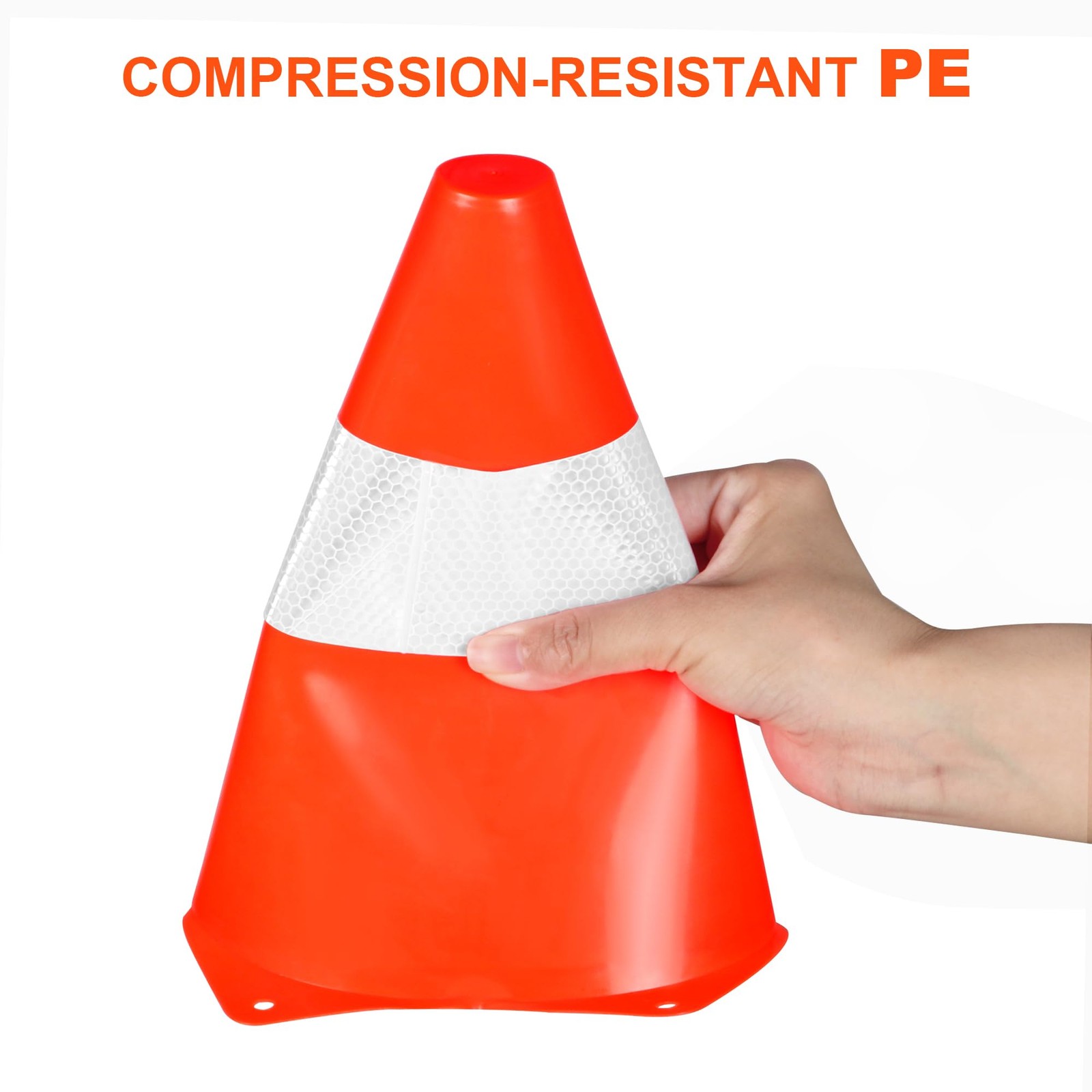 9 inch Traffic Safety Cones with Reflective Collars, [4 Pack] Orange Construc