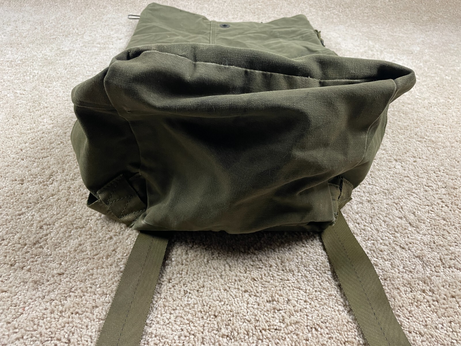 Vintage US Military Army Backpack Duffel Bag Adjustable Strap Pockets Green