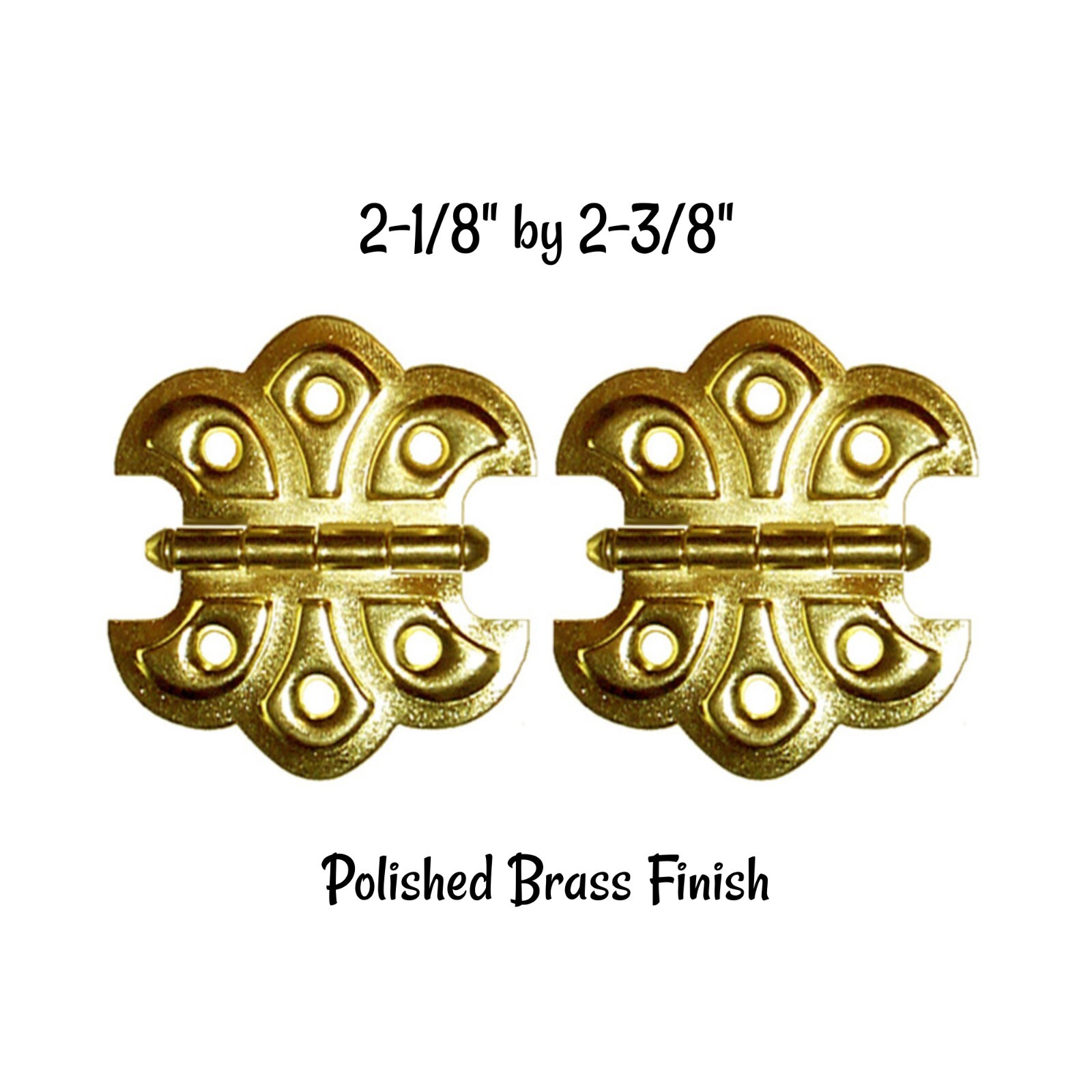 Pair of Embossed ornamental hinges Brass Plated Finish Antique Style