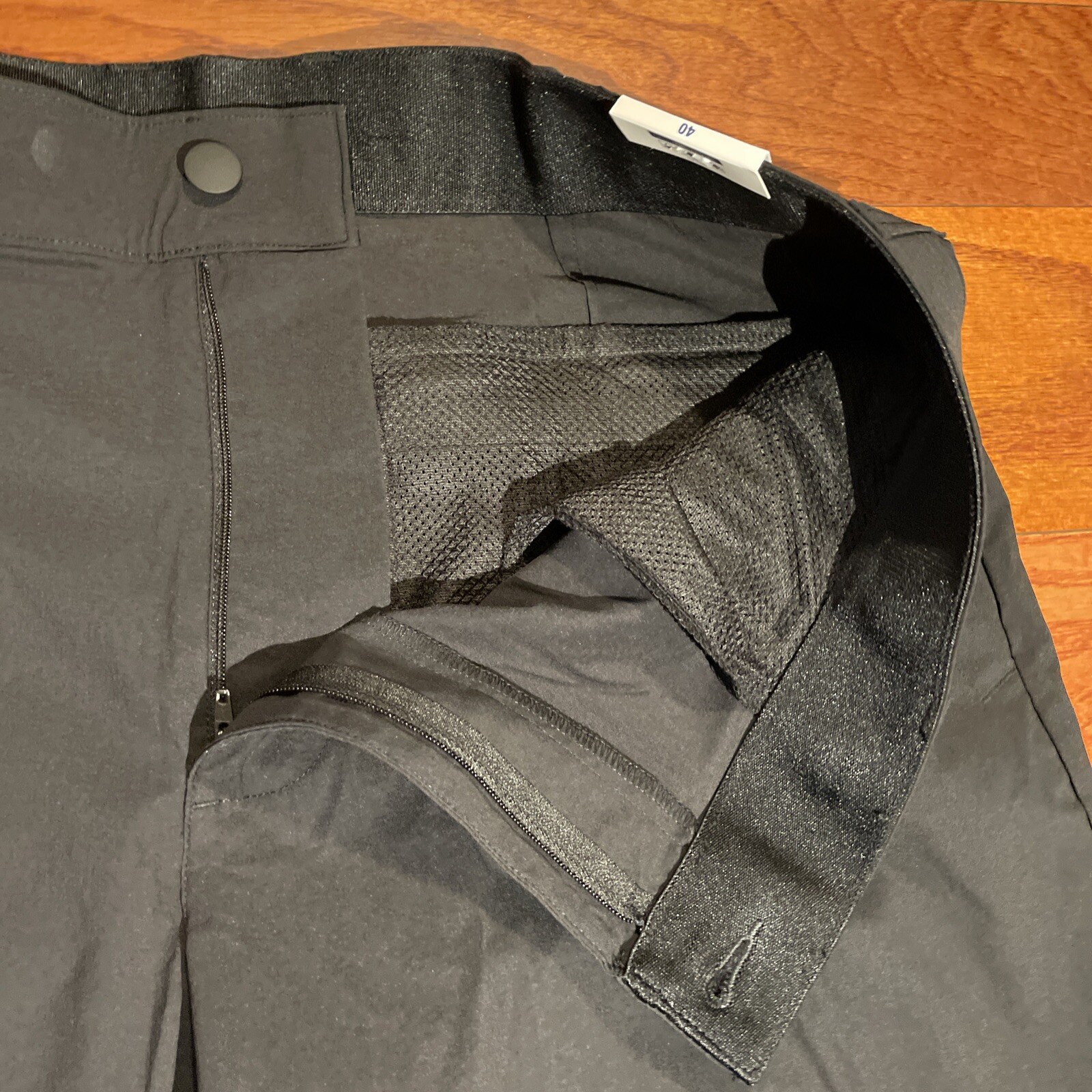 NWT Mens George Solid Black Flat Front Stretch Utility Shorts Size 42
