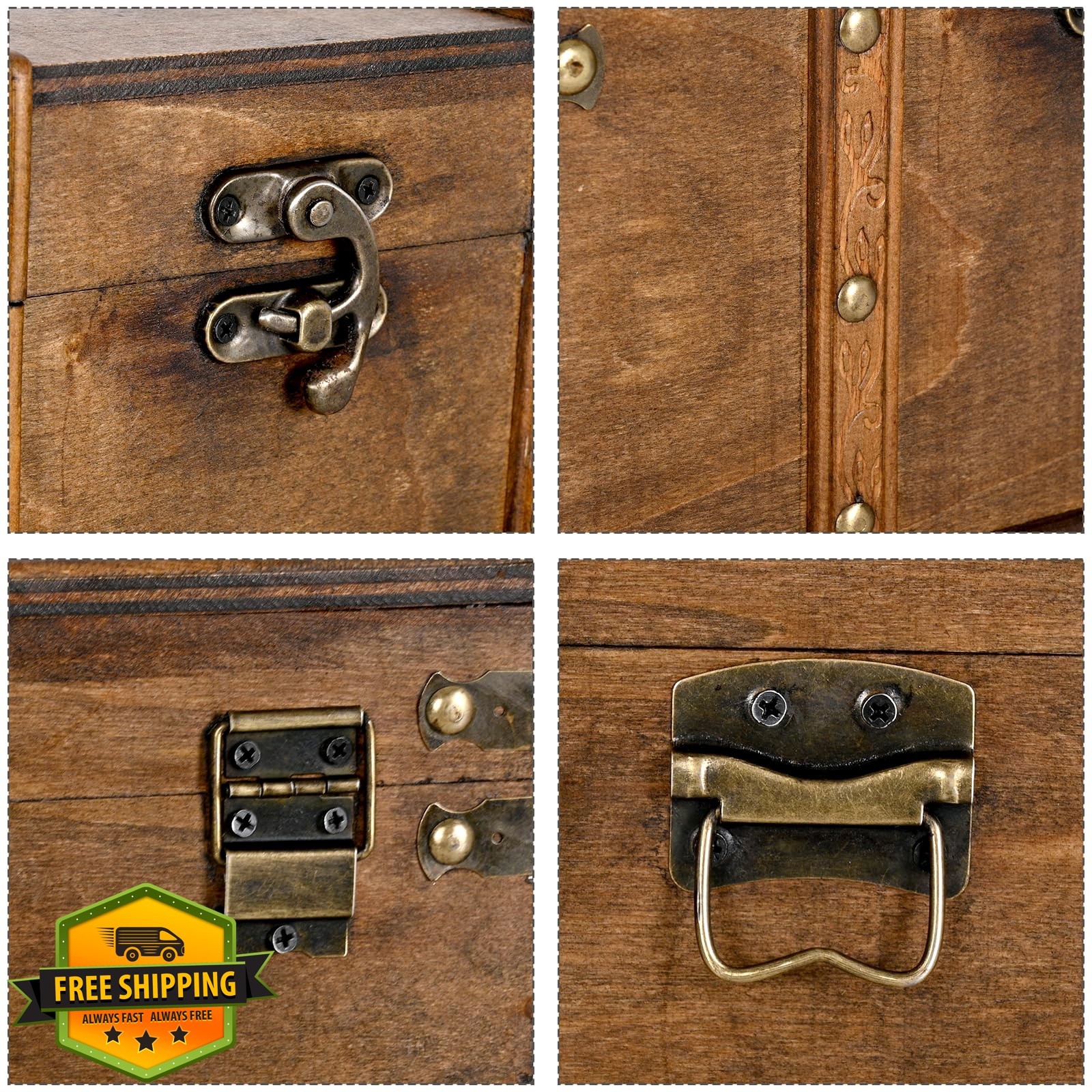 DECOR4SEASON Wooden Storage Trunk Set 2 Brown