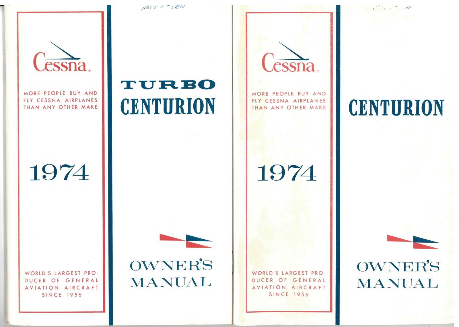 Lot of 2 - 1974 Cessna 210 Centurion Owner's Manuals p/n D1028-13 & p/n D1029-13