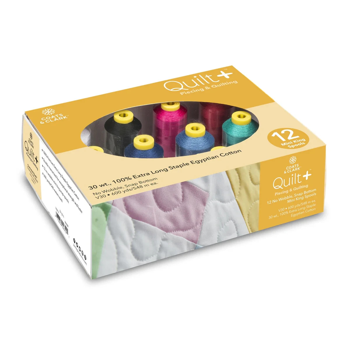 Coats & Clark Quilt + Piecing & Quilting Thread 12 Spool Set Brights Colors