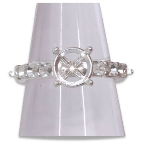 Round Basket Head Accented Pre-notched Ring Mounting