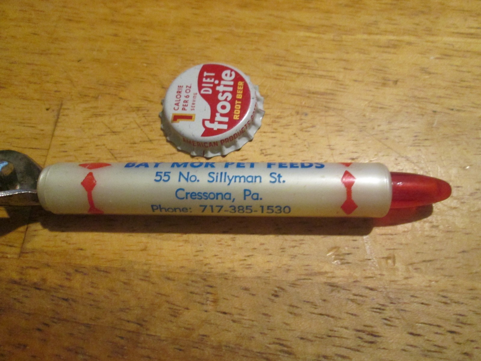 VTG BAY MOR PET FEEDS BEER SODA BOTTLE CAN OPENER SILLYMAN PA