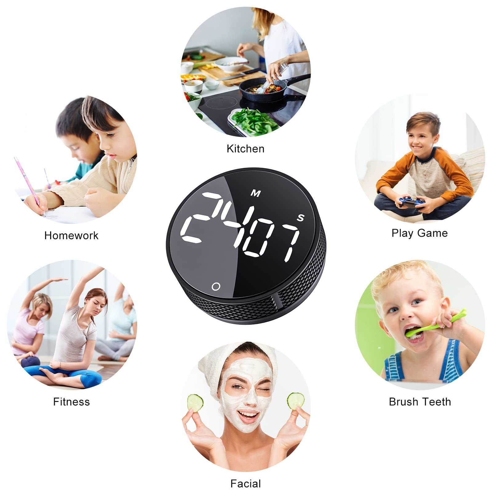 AVINIA Digital Kitchen Timer with Large LED Display - Magnetic Countdown Timer
