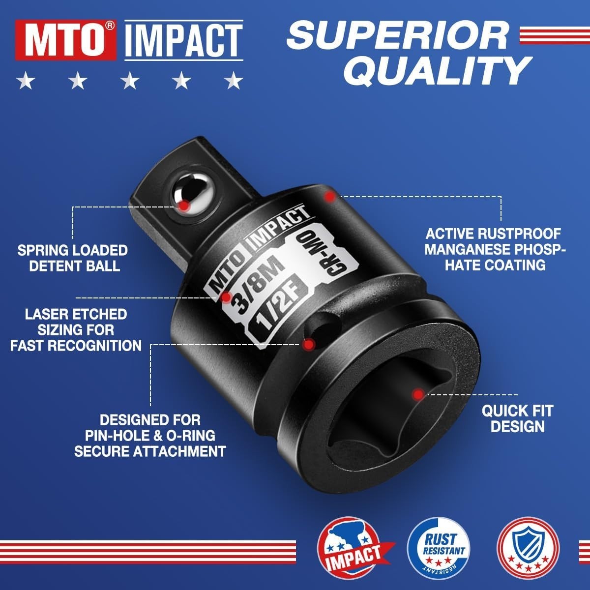 2-Piece 1/2" to 3/8" Impact Socket Adapter Set - Chrome Molybdenum Durability