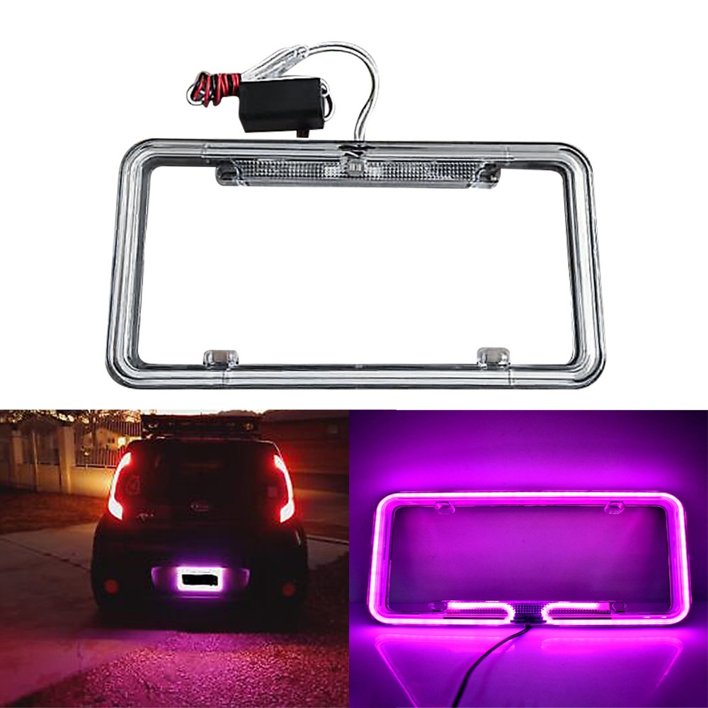 Universal 12V Purple Car Pickup Neon License Plate Frame Front Rear Tag Cover