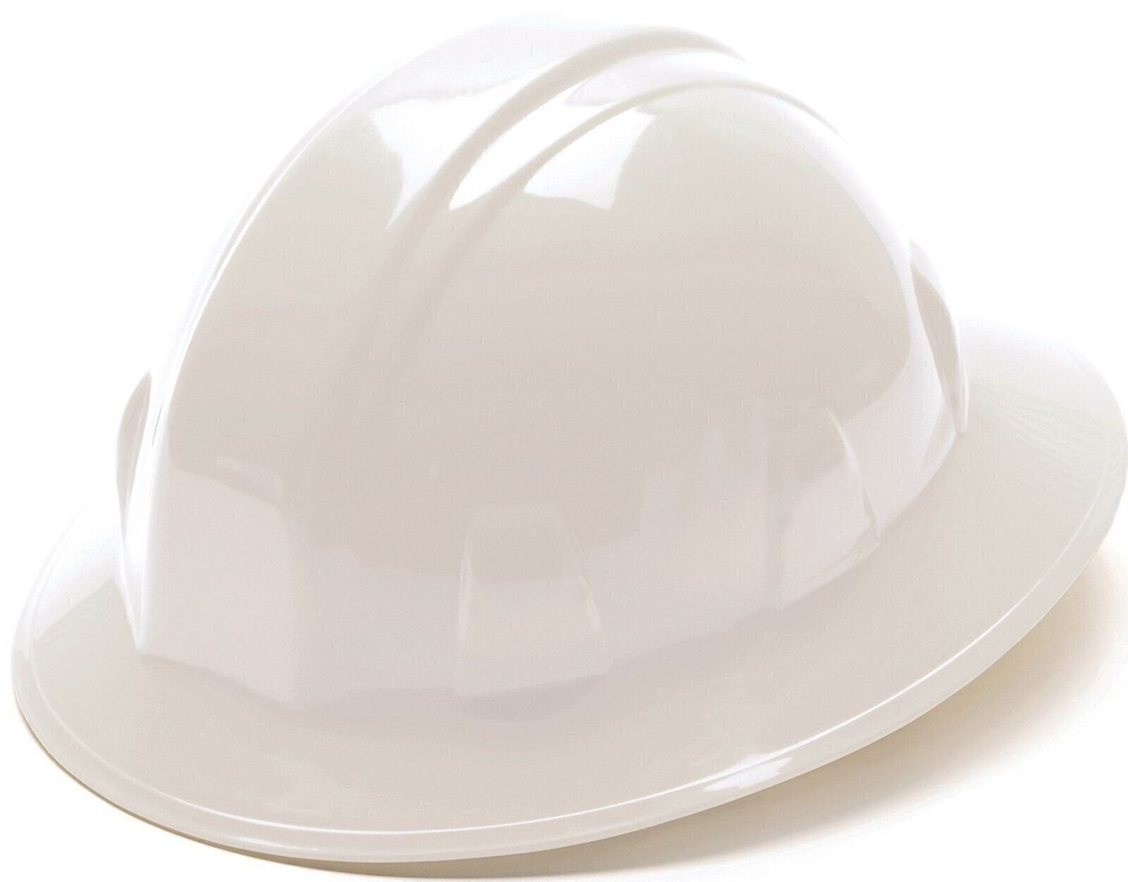 Pyramex HP24110 Full Brim Hard Hat 4 Point Ratchet Suspension - White, 12 Count