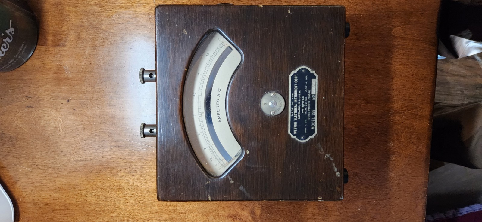 Vintage Weston Electrical 120V A.C. Voltmeter Wood Box Instrument Model 155