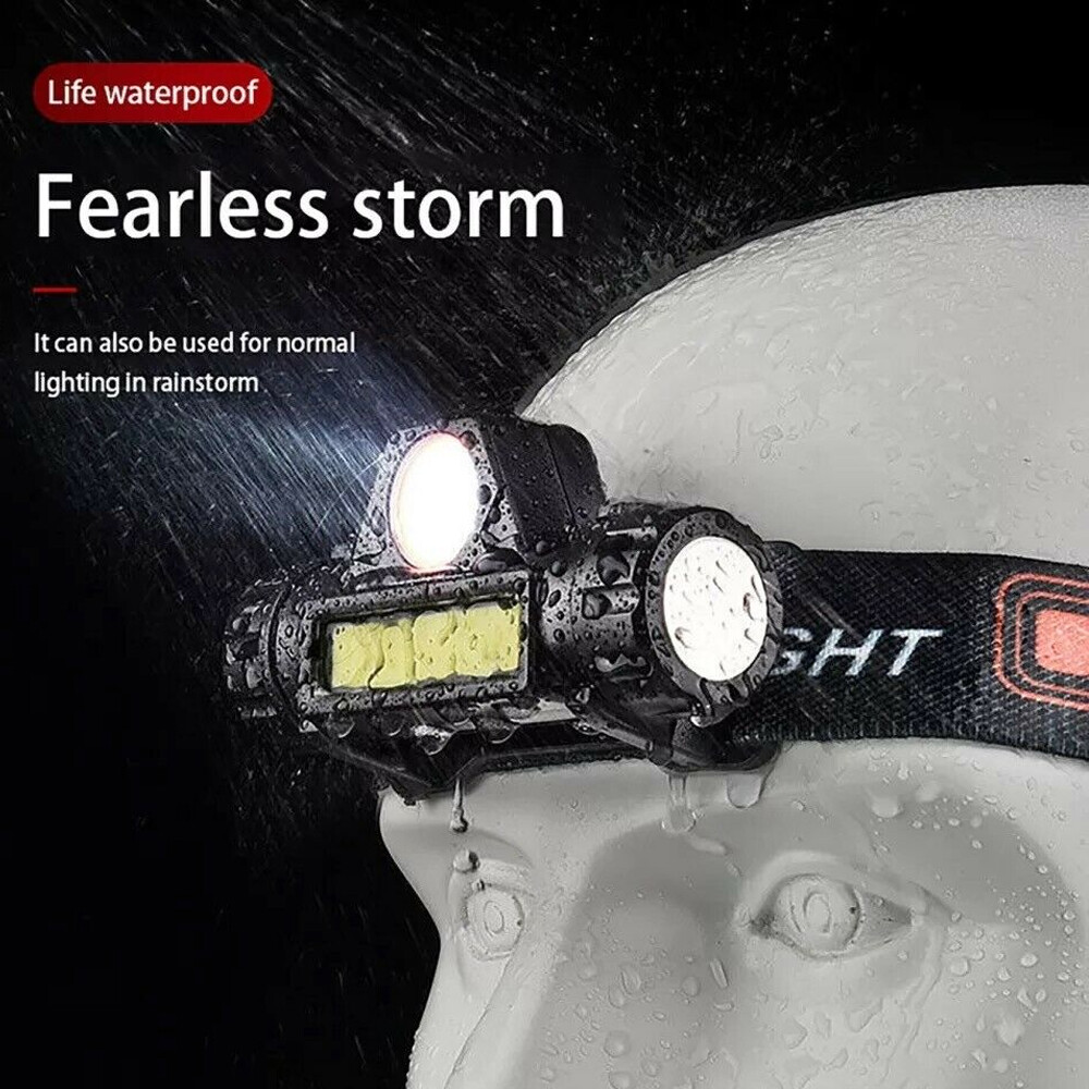 1-2Pack USB Rechargeable Waterproof LED Headlamp Headlight Head Light Flashlight