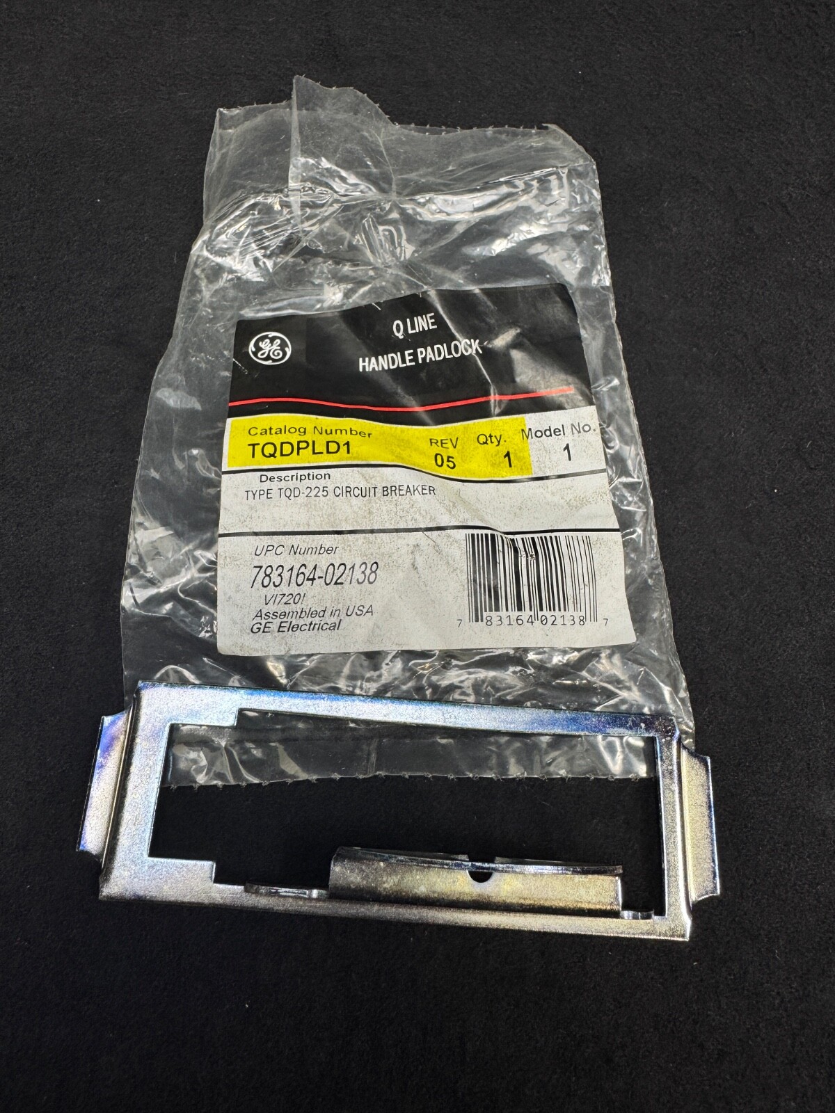 GE Q Line Handle Padlock TQDPLD1 REV 5, Model 1 TQD-225 Circuit Breaker