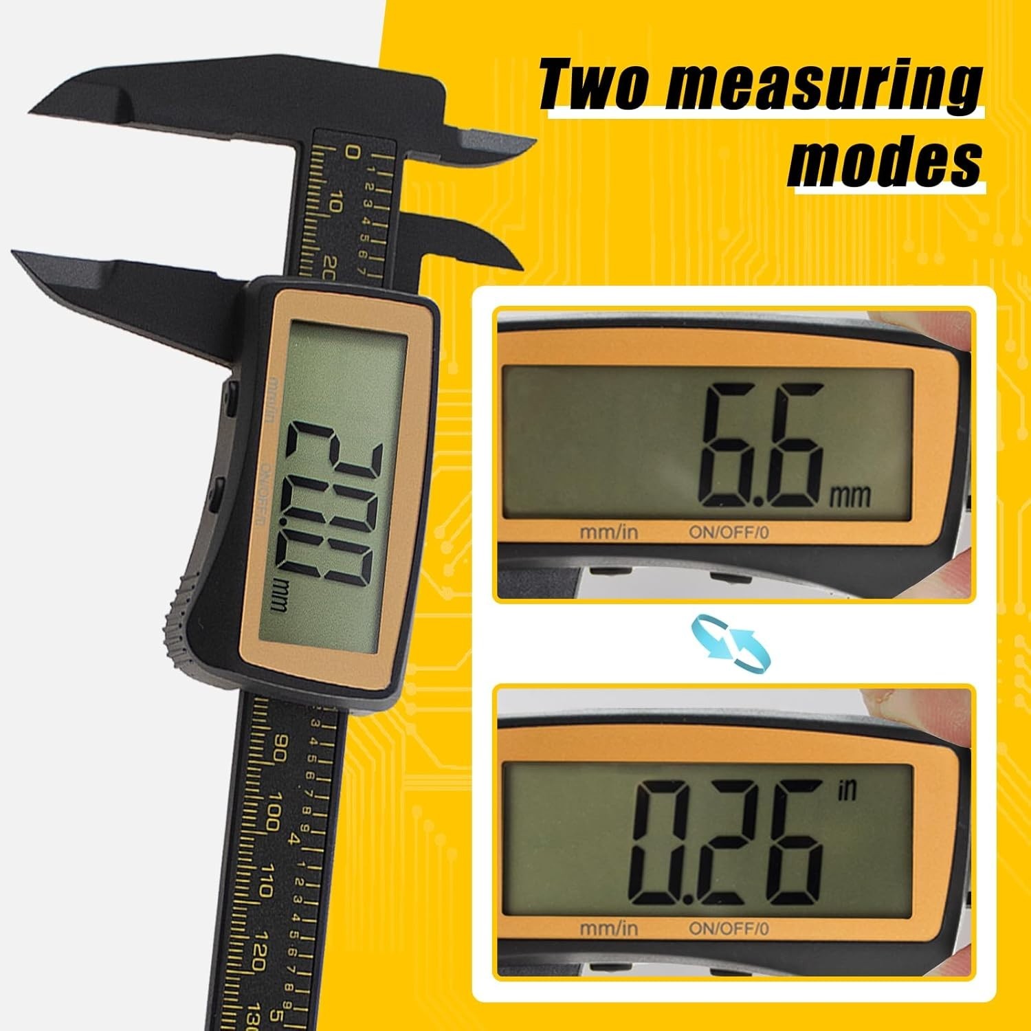 Precision Digital Caliper with Inch/Metric Conversion & Easy Read Large Display
