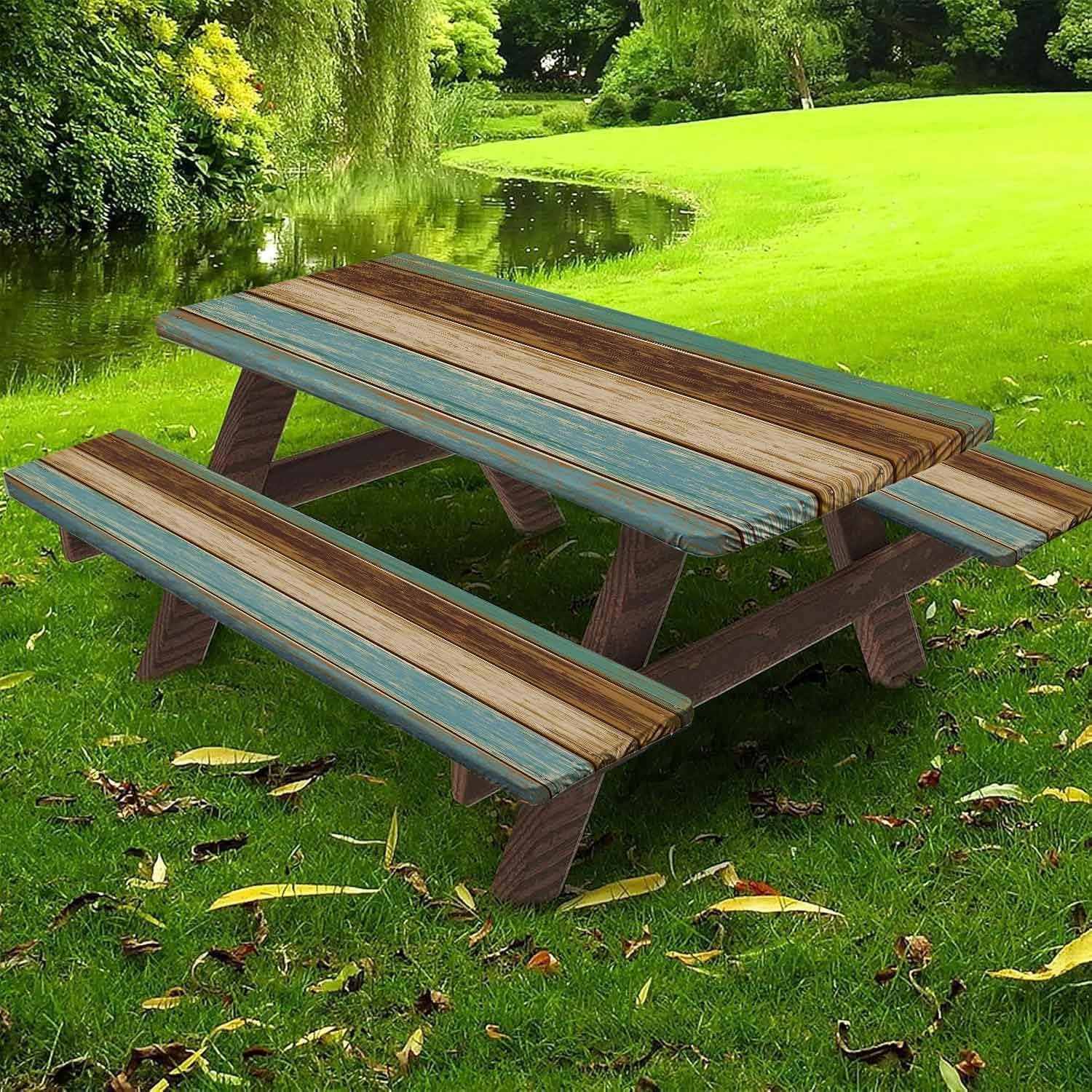 Picnic Table Cover with Bench Covers 6ft - Elastic Scratch-Resistant Waterproof