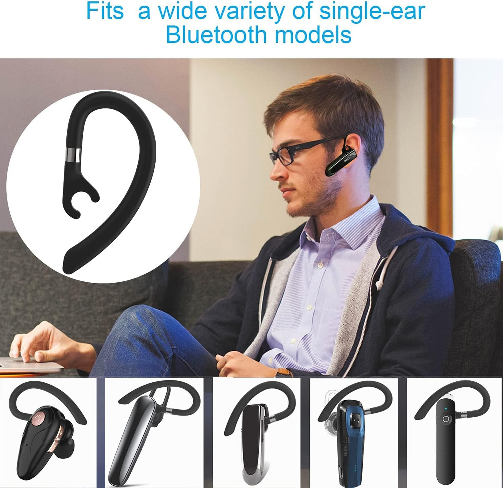 Replacement Ear Hooks for Bluetooth Headsets Silicon Flexible Ear Loop Clips