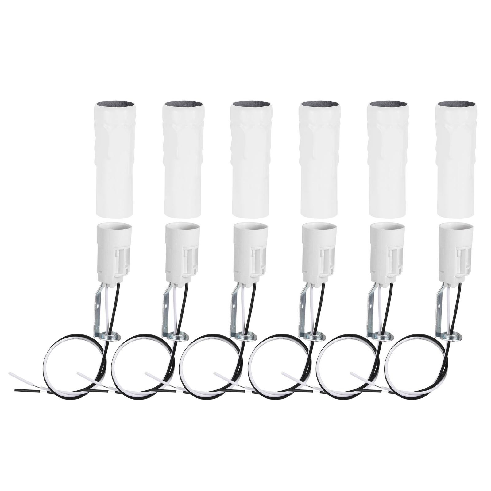 E14 Candelabra Base Bulb Socket 3 Inch White Candle Covers Kit 6 Sets