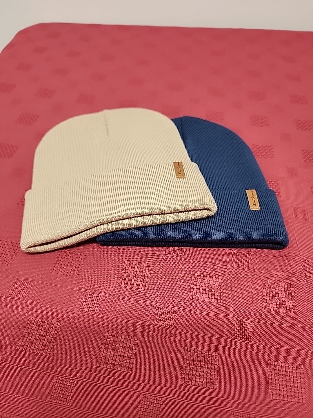 Set Of 2 Ben Sherman Knit Beanies Youth Size Taupe Anchor Navy New