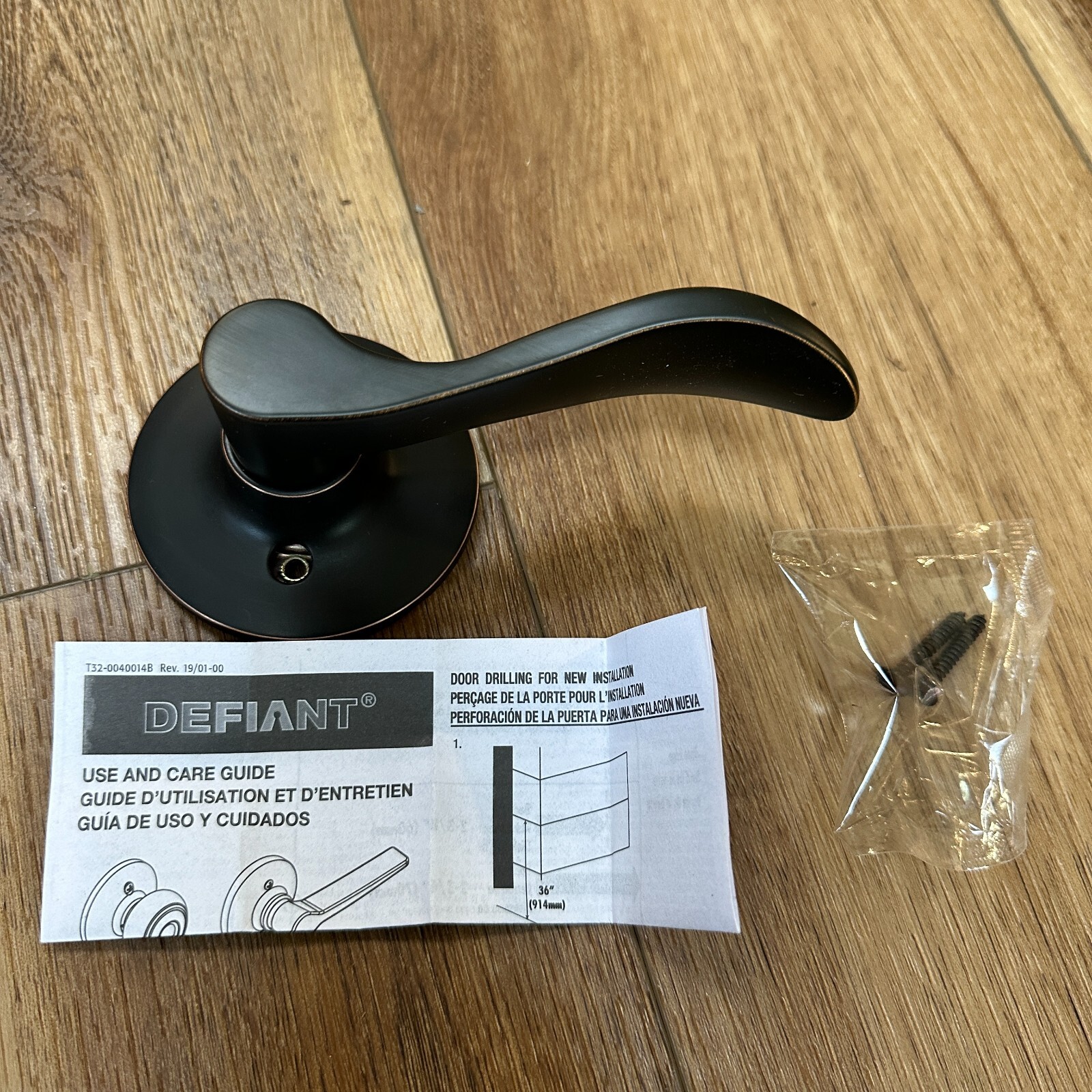 Defiant LYEX704B-R Naples Aged Bronze Right-Hand Dummy Door Lever New In Box