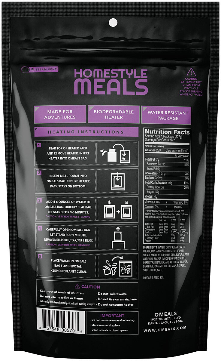 Omeals Homestyle Breakfast: Maple Brown Sugar Oatmeal Meals - Delicious and