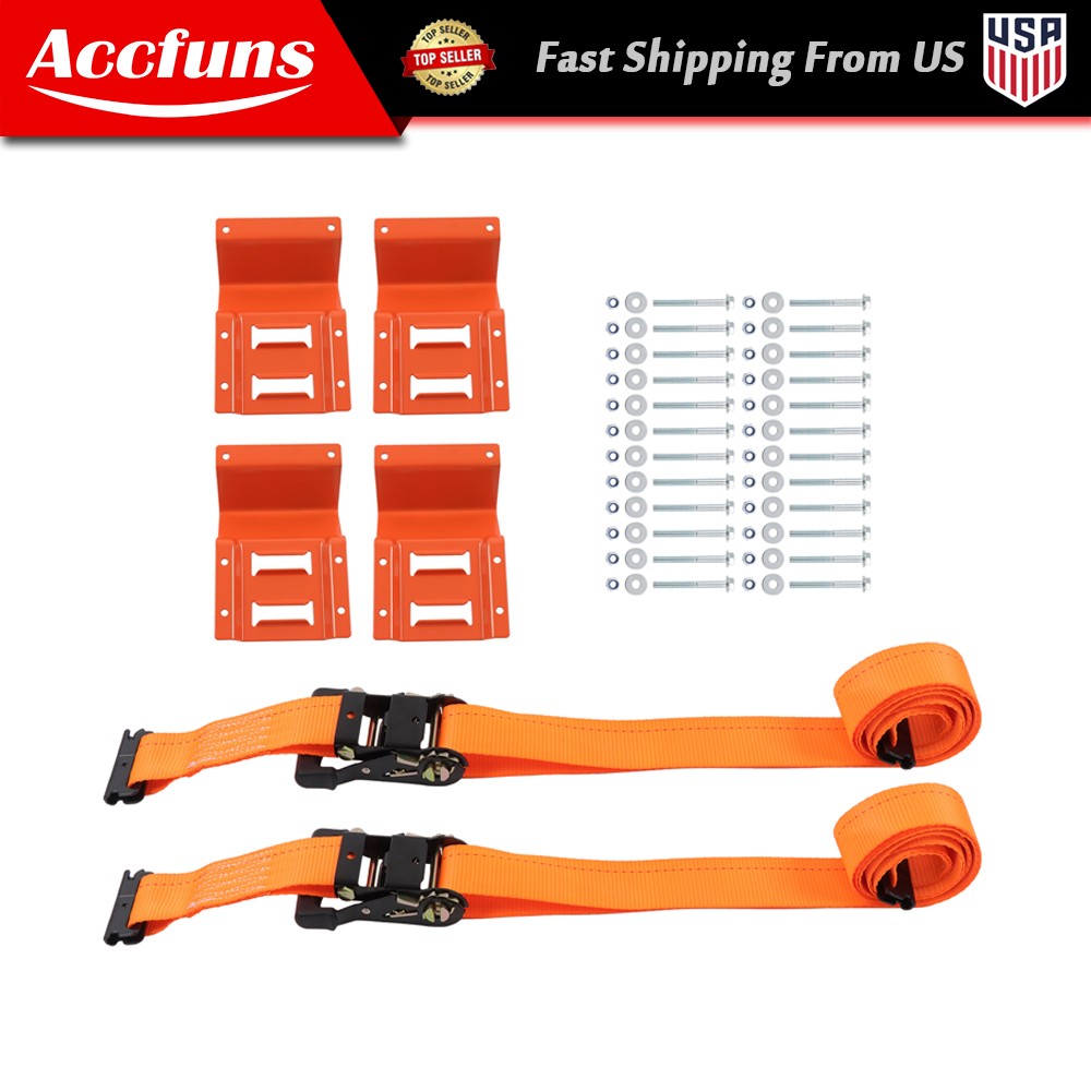 E Track System Orange Wheel Chock Tie Down Kit 2” Heavy Duty For Trailers Tire