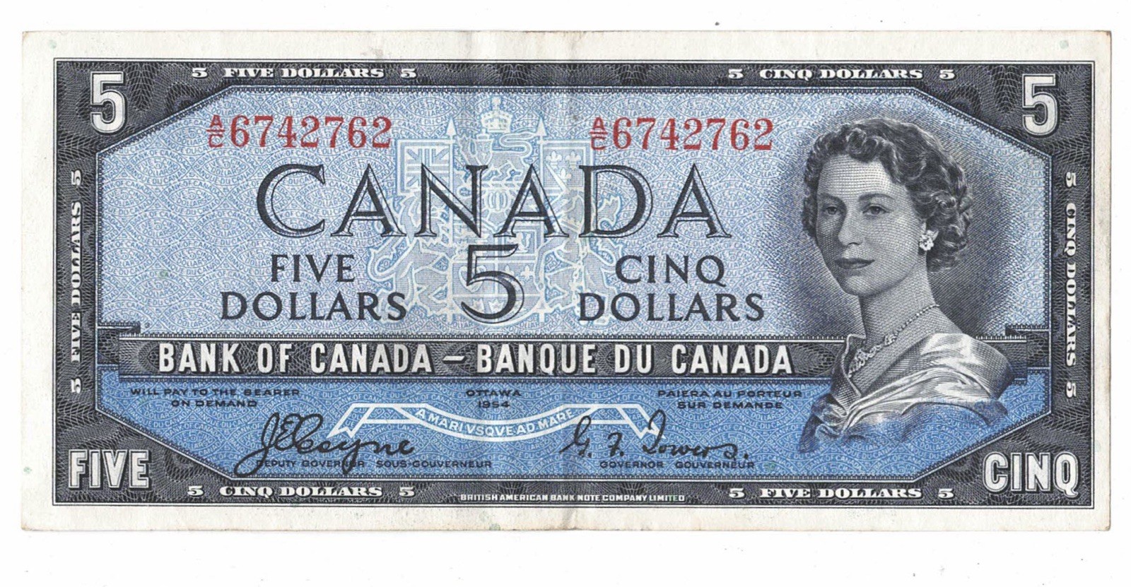 1954 Bank Of Canada 5$ Coyne/Towers Devil Face A/C6742762 - EF -