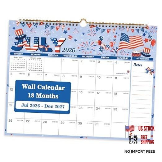 Calendar 2026-2027, 18 Month Wall Calendar July 2026 to Seasonal Designs