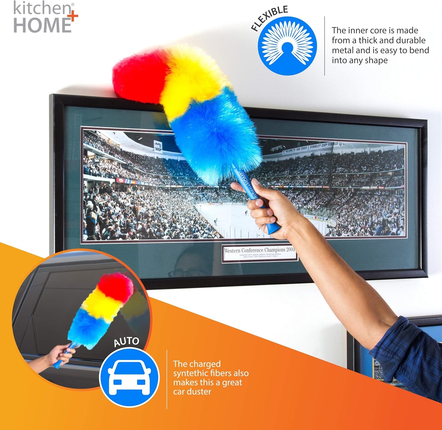 23” inch Rainbow Static Duster Electrostatic Feather Duster Attracts dust Like a