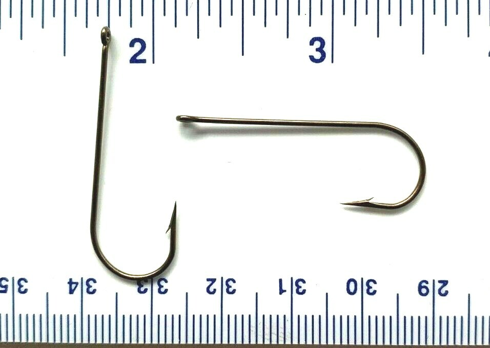 100 VMC 9146 9146BZ Bronze Extra Long Shank Aberdeen Fish Hooks size 1