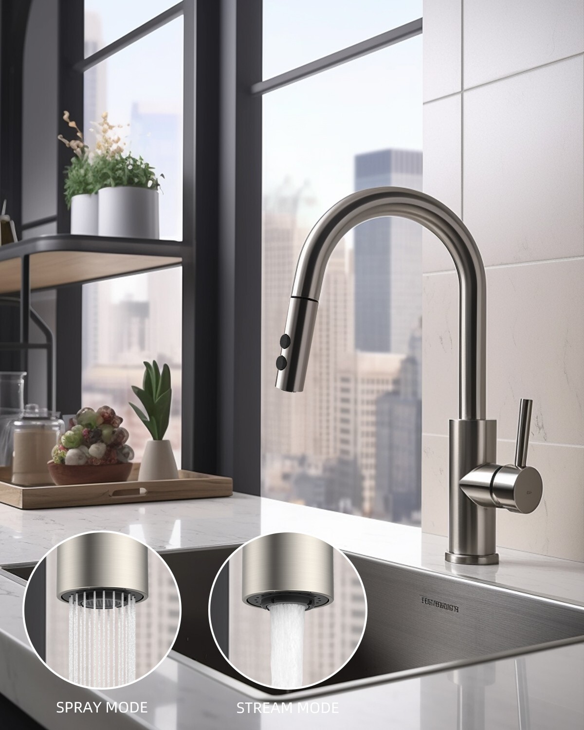 Pull Down Kitchen Faucet Head Replacement 2 Function Sink Faucet Head