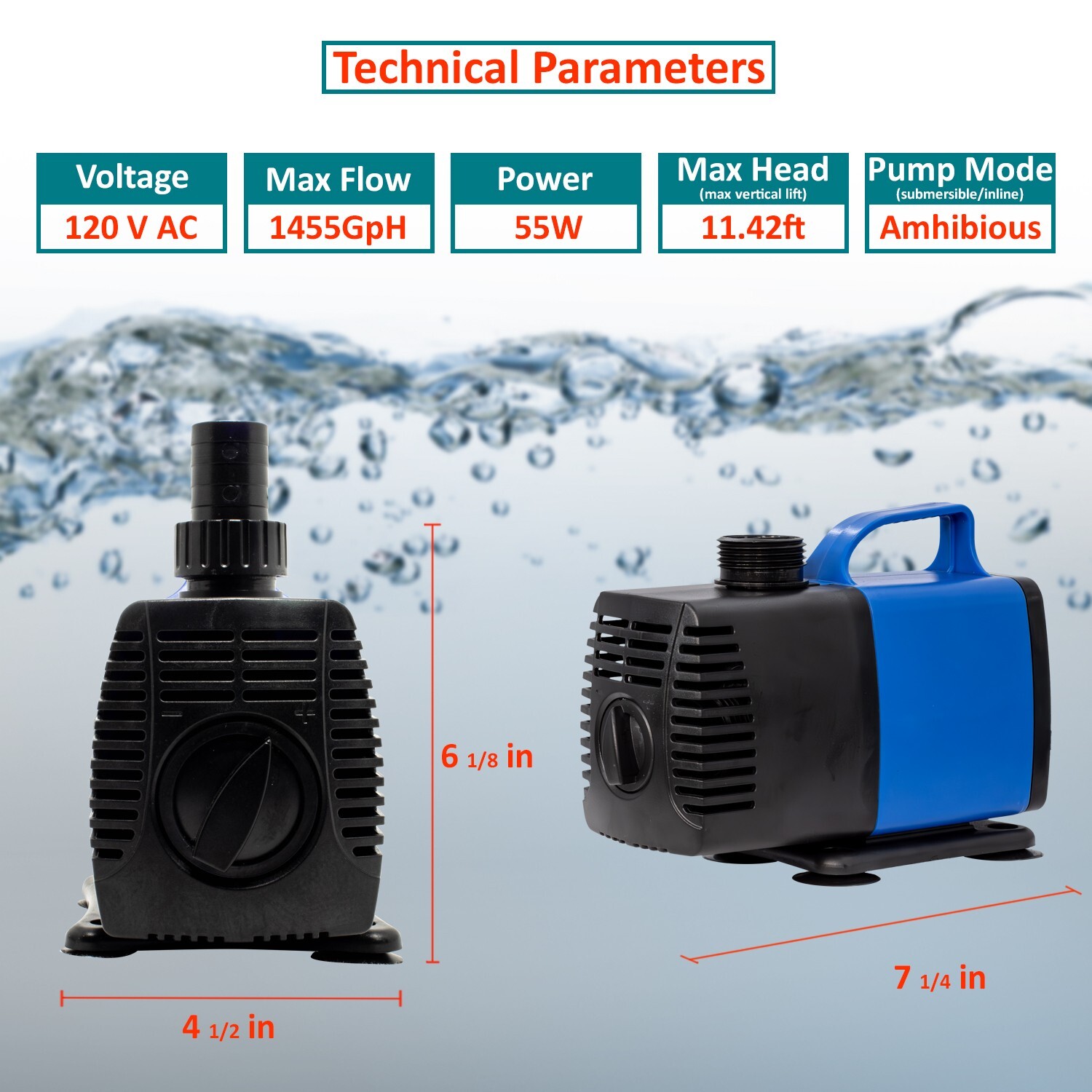 Amphibious water pump 1450 GPH 2pcs.