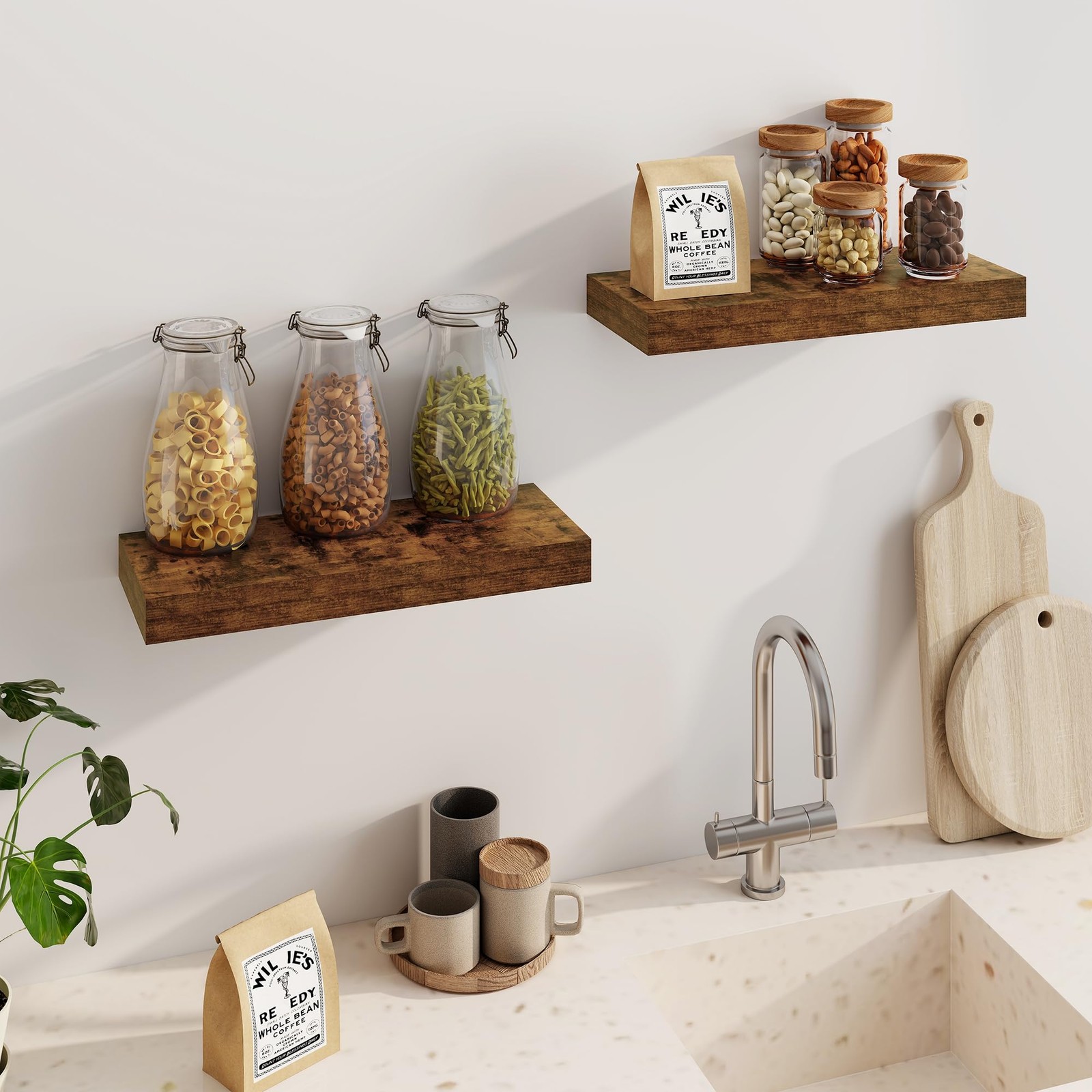 Floating Shelves for Wall, 20Inch Floating Shelves Set of 2, Hanging Shelf wi...