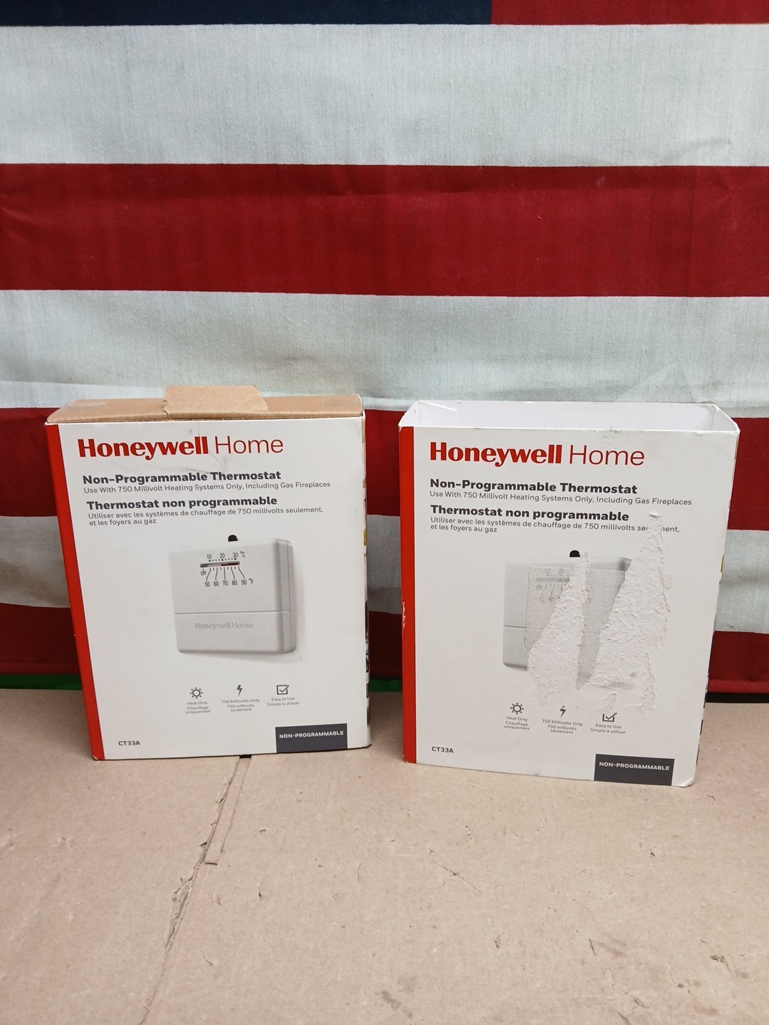LOT OF 2 Honeywell Home CT33A Non-Programmable Thermostat 750mV