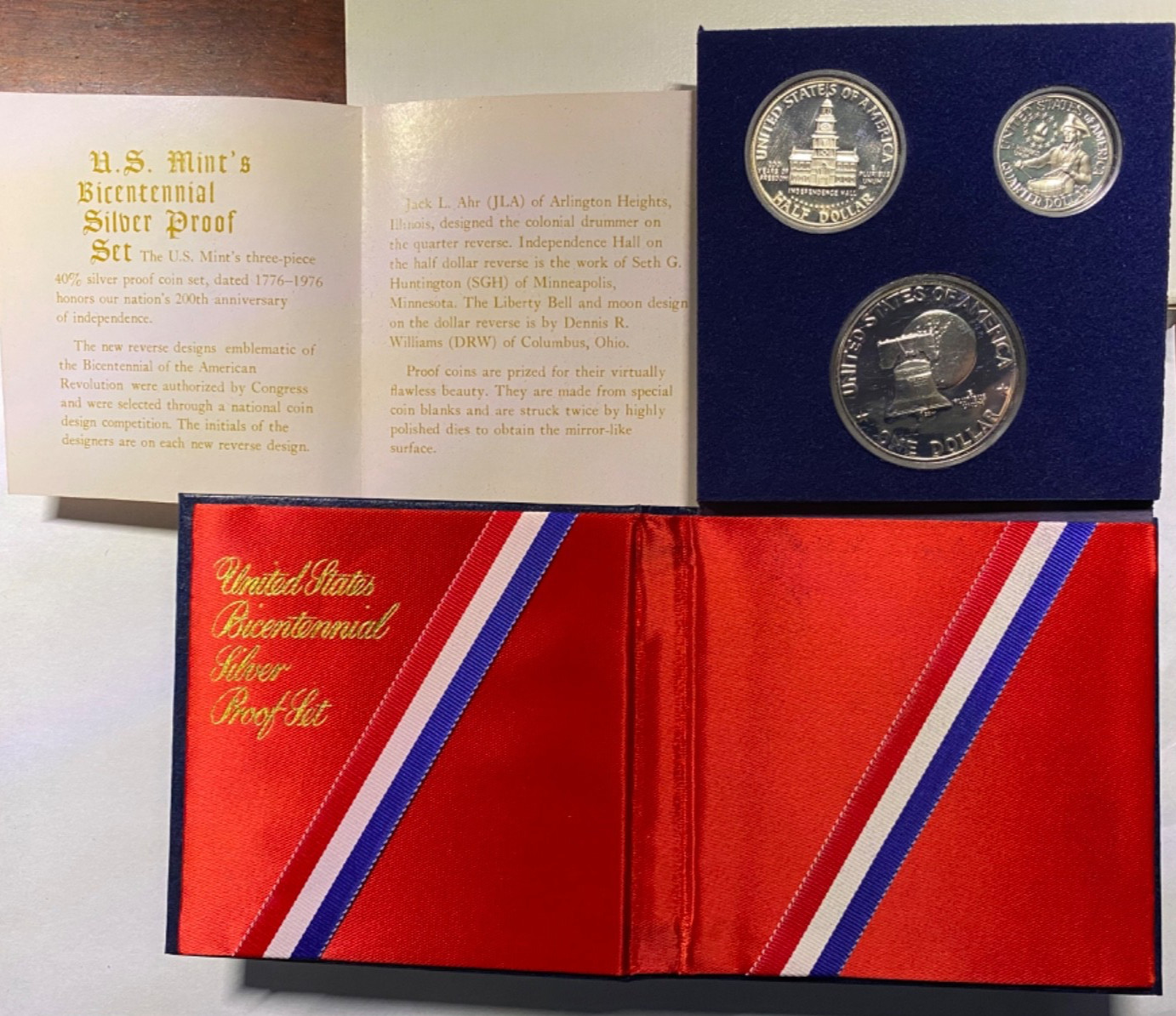1976-S United States Silver Proof Set OGP Bicentennial 3 Coin Set 40% Silver
