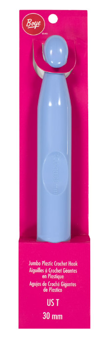 Boye Blue Jumbo Plastic Crochet Hook - 30mm Size T - For Super Bulky Yarn