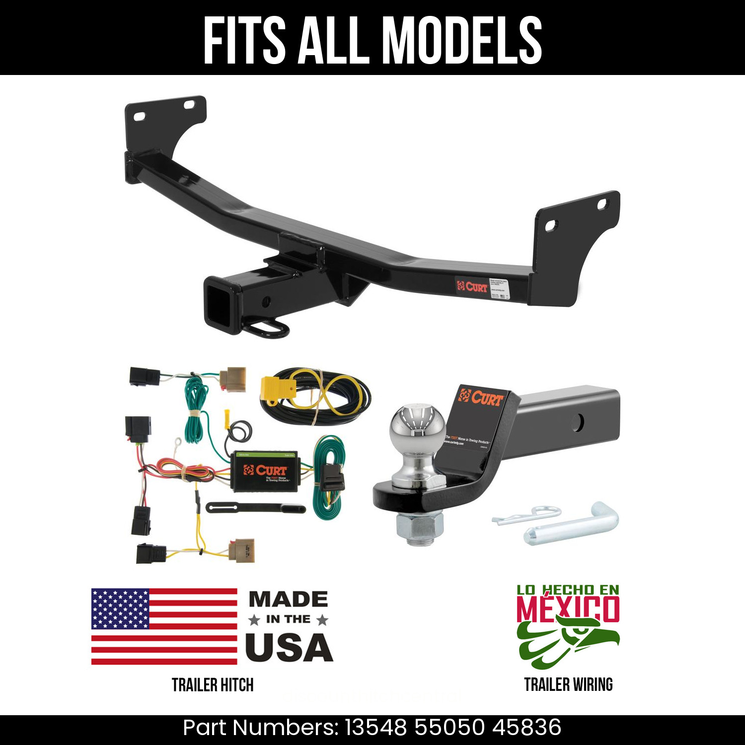 For 2007 Jeep Patriot Trailer Hitch 4 Pin Wiring 2" Ball Fits All Curt 4K 2" Tow
