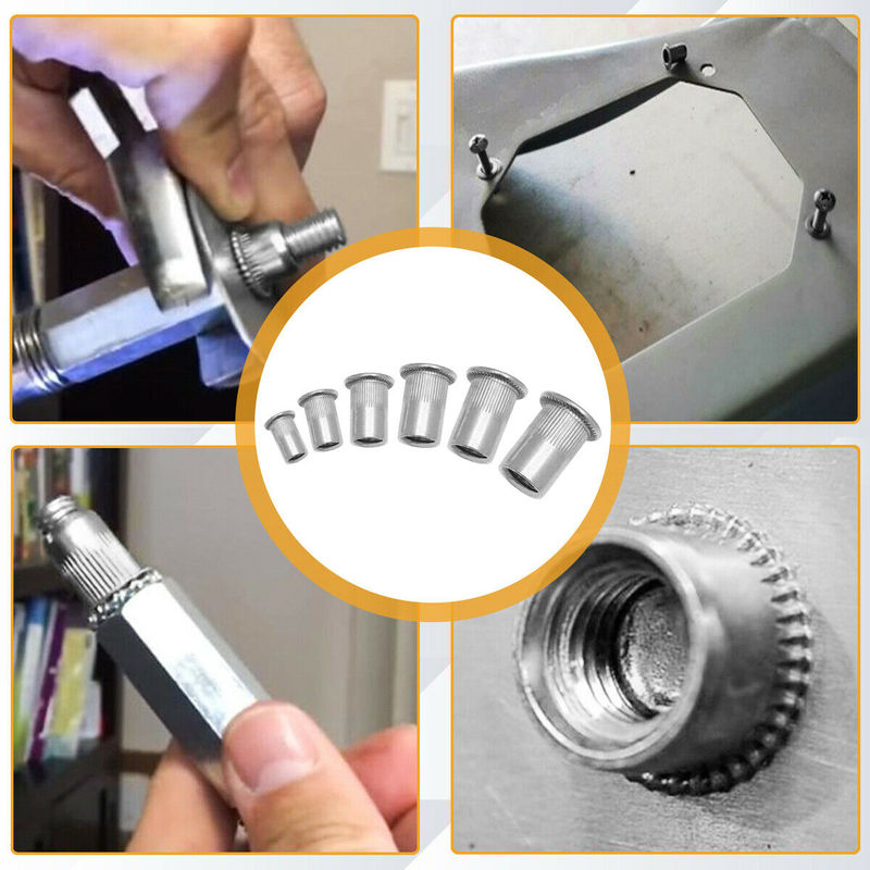 150PCS Stainless Steel Flat Head Threaded Rivet Nuts Blind Nutserts Kit M3-M8