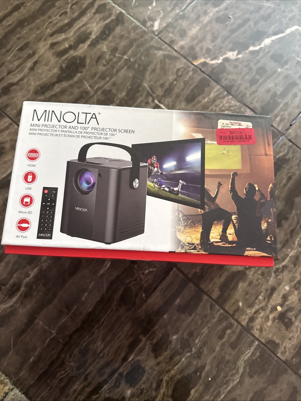 Minolta MN674 Portable Projector Bundle Pack With 100 Inch Screen, New, Read