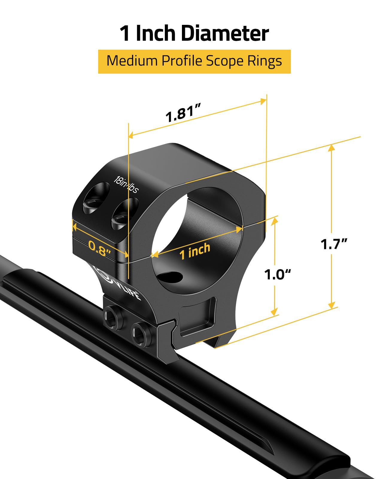 Scope Ring Medium Profile Riflescope Mount 1" Ring for 11mm & 3/8" Dovetail Rail