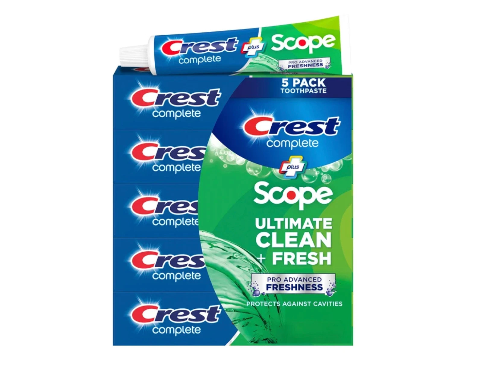 Crest Complete + Scope Advanced Foam Toothpaste 5 Pack Fresh Mint 8.2 oz